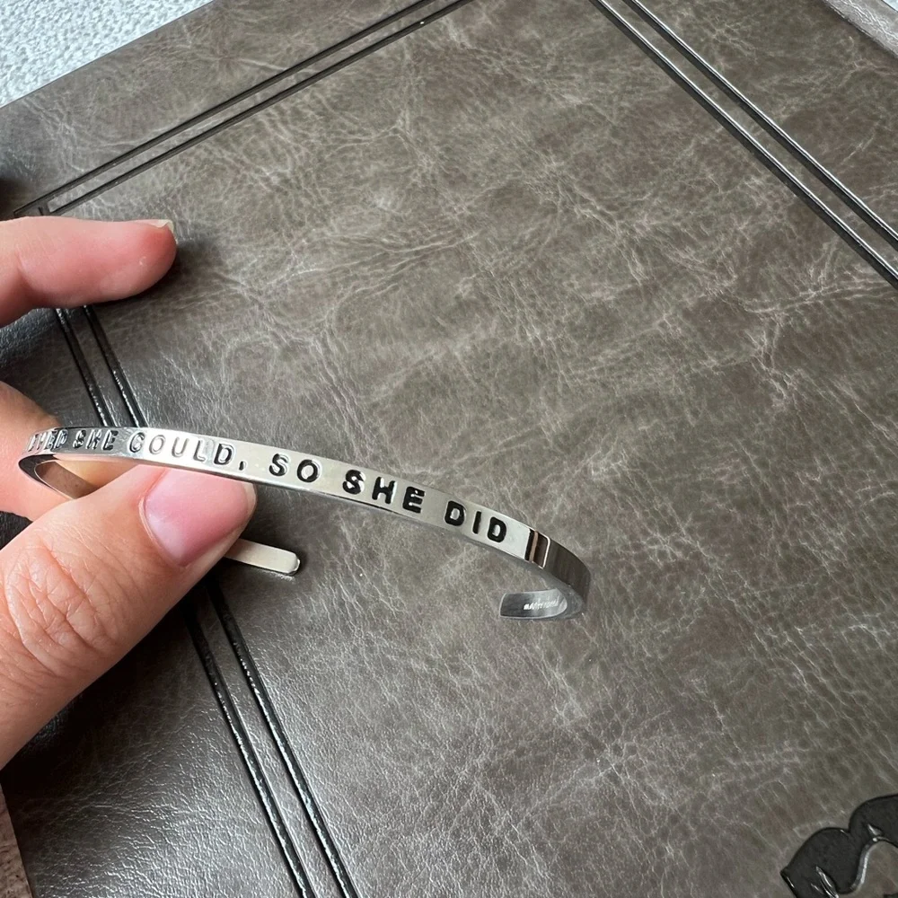 Mantra Silver Inspirational Bracelet
